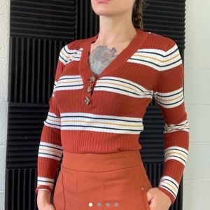 Y2K burgundy stripe shirt